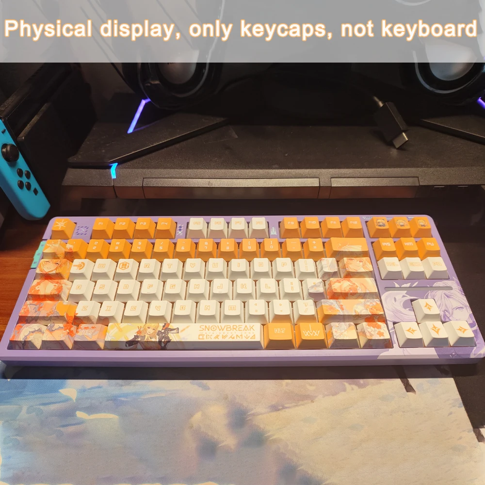 Dye PBT Subbed Cherry Perfil Keycaps, Snowbreak: Zona de Contenção, Jogo Anime, Switches MX, teclado mecânico