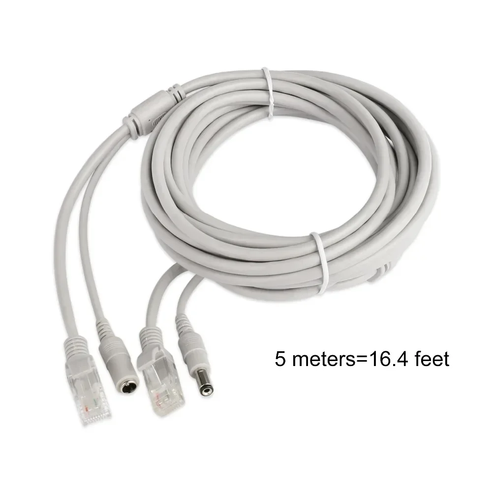 ESscreost-Câble d'alimentation LAN RJ45 + DC 12V, 30m/20m/15m/10m/5m, pour caméra IP de réseau CCTV