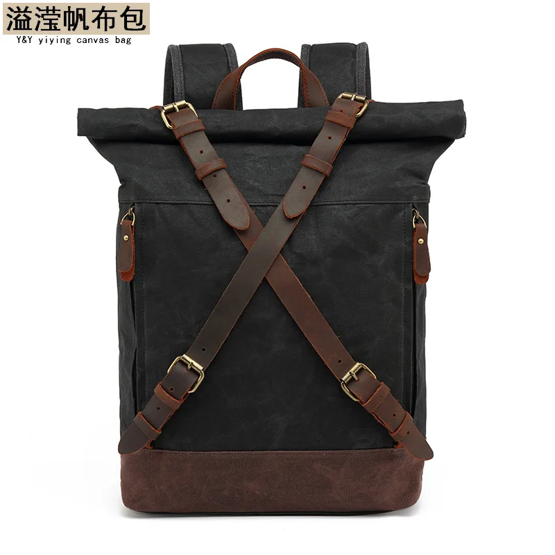 Luxury Vintage Canvas Backpacks for Men Oil Wax Canvas Rucksacks Travel bag Backpack Large Waterproof Daypacks Retro Bagpack