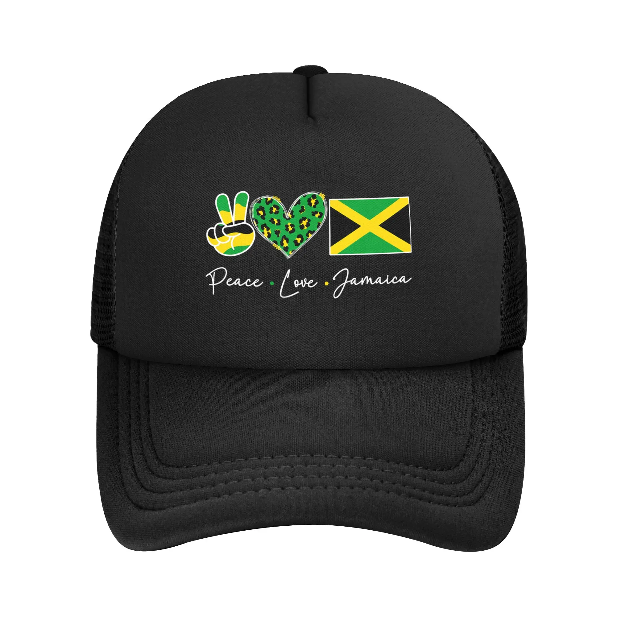 Peace Love Jamaica Flag Jamaican Mesh Baseball Cap Men Women Sport Sun Hats Adjustable Summer Trucker Hats