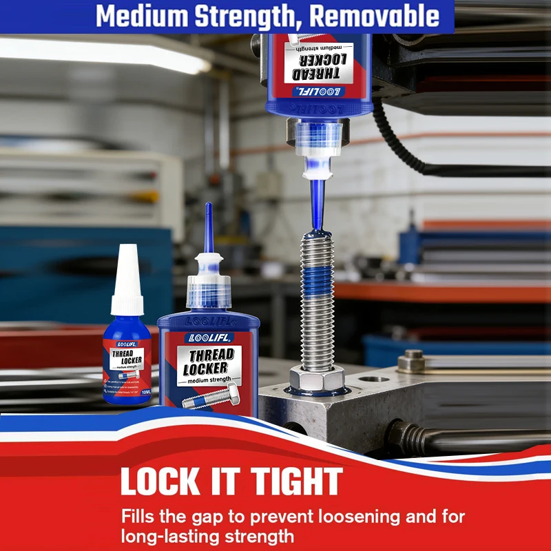 LOOLIFL 10-50ML Threadlocker, Anaerobic Adhesive, Suitable for Anti-loosening, Fastening, and Sealing of Nuts and Screws