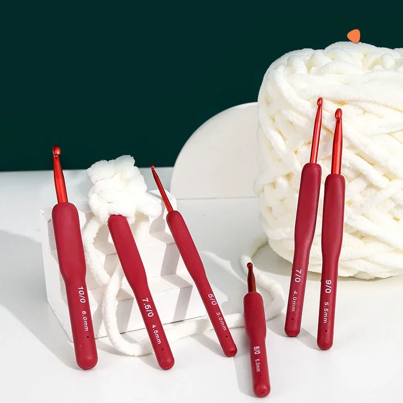 

9pcs Set Silicone Crochet Hooks Set Needle Handle Frosted Aluminum Handmade diy Hook Head Crochet Sweater Weaving