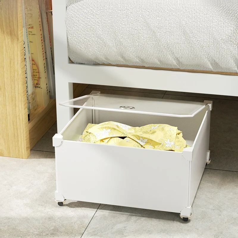 

Plastic Der Sle Storage Box with Wheels for under Bed Clothing Toy Organizer Home Use Bedroom Storage Box Container