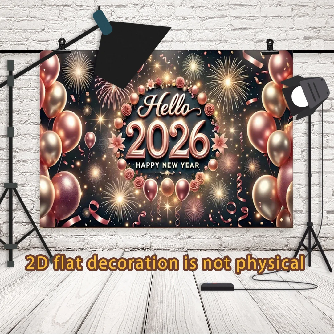 2026 سنة جديدة سعيدة راية قماش مزخرف جداري ديكور الحفلات للاحتفال بالعام الجديد الجدار الشنق قماش صوفي جدار النسيج جدار حصيرة #2
