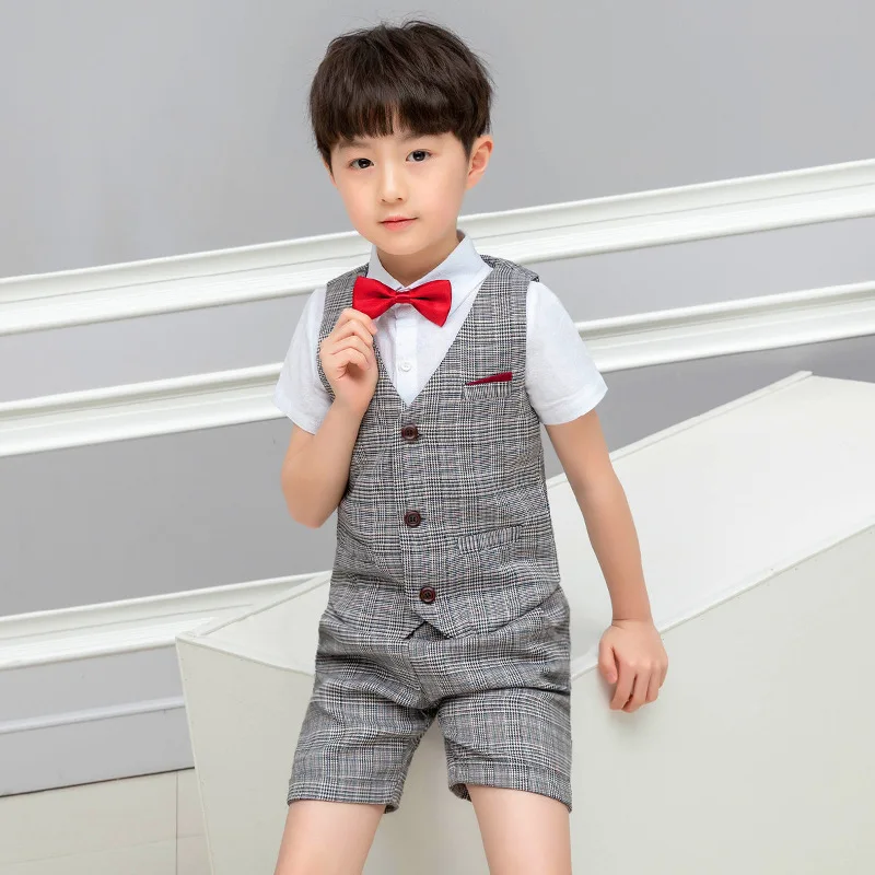 Summer School Kids Fashion Vest Suits Royal Blue Children Vest Photography Dress For Prom New Brand Baby Boys Evening Clothes