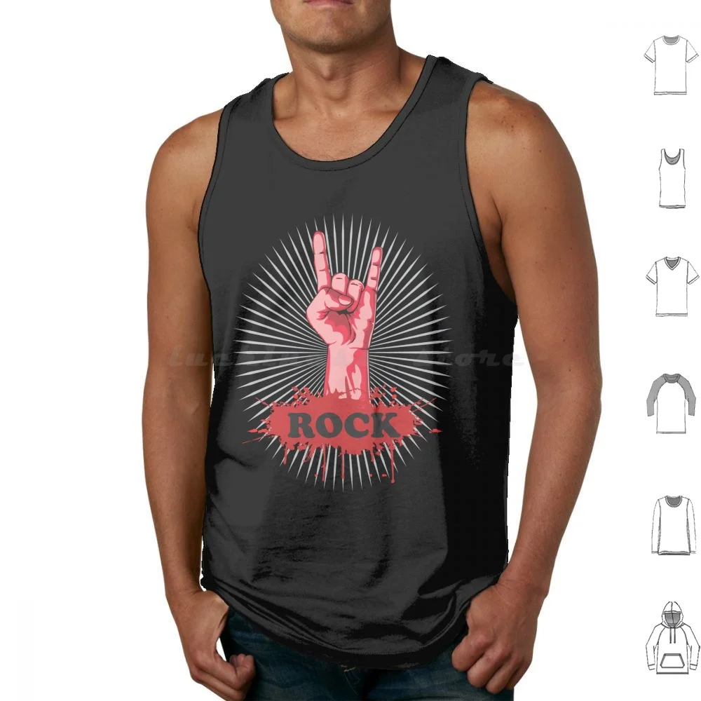 Rock Hand Tank Tops Print Cotton Metal And Roll Heavy Metal Hand Symbol Simbolo Simbolo Do Music Música M ? O Power Poder