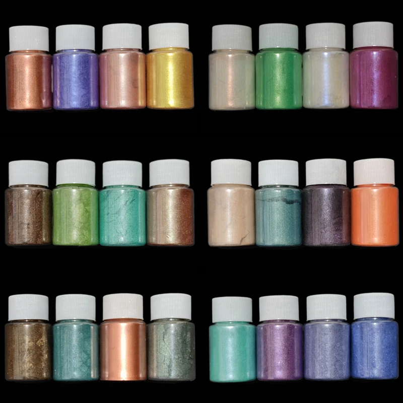 30 مللي زجاجة كبيرة نيون الفلورسنت الميكا مسحوق بيرليسسينت الصباغ صابون يدوي الصنع شمعة الايبوكسي الراتنج الطلاء مسمار بريق الصباغ