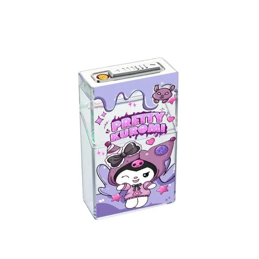 

New Anime Cartoon Hello Kitty Cigarette Case Lighter , Creative Personalized Waterproof Kuromi Cinnamoroll Charging Lighters