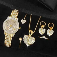 Reloj de pulsera elegante de cuarzo para mujer, conjunto de 6 uds., reloj para mujer, reloj con esfera romana, diseño de marca de lujo, reloj femenino