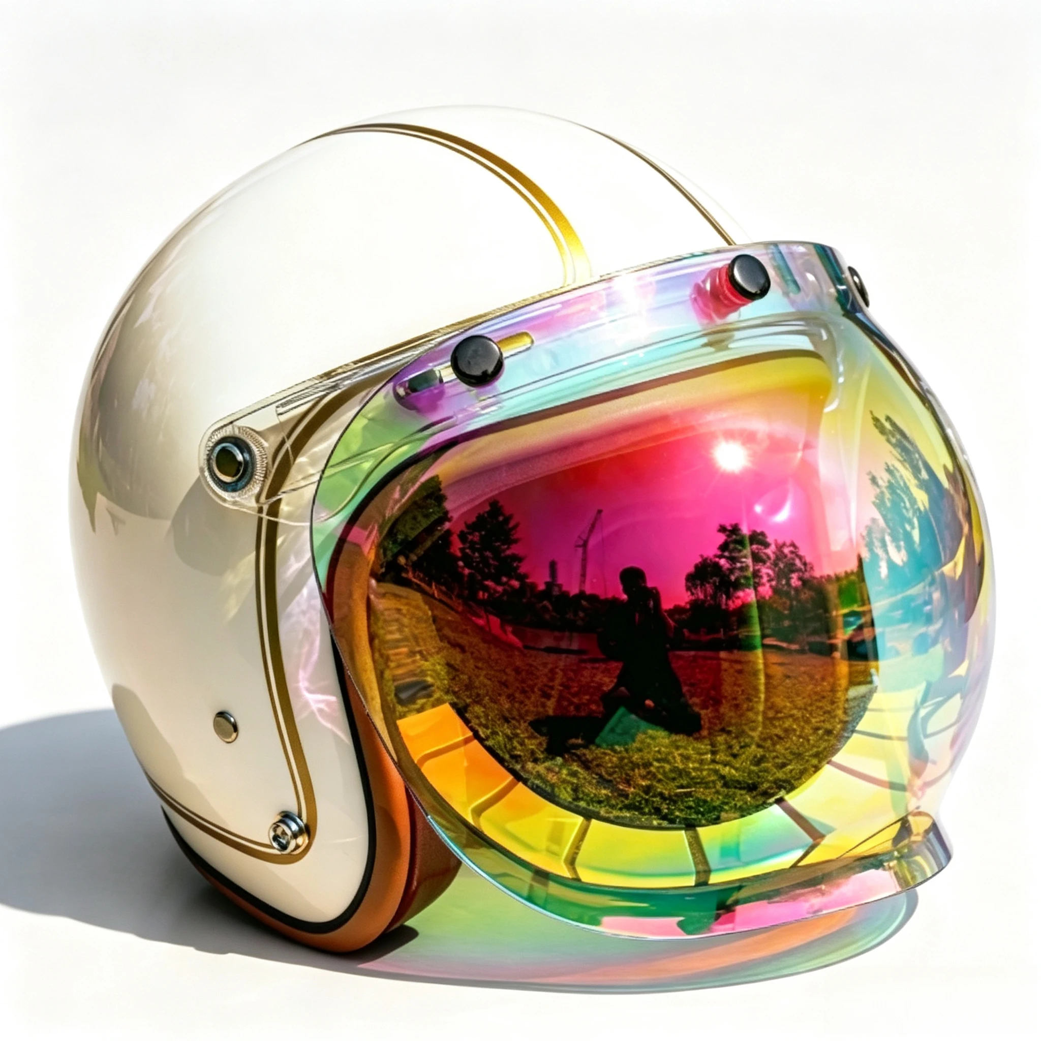 Klassischer Elfenbeinweißer DOT-Zertifizierter Retro Open Face Motorradhelm 3/4 Halbhelm für Moto Moped Jet-Helm für Erwachsene Männer Frauen