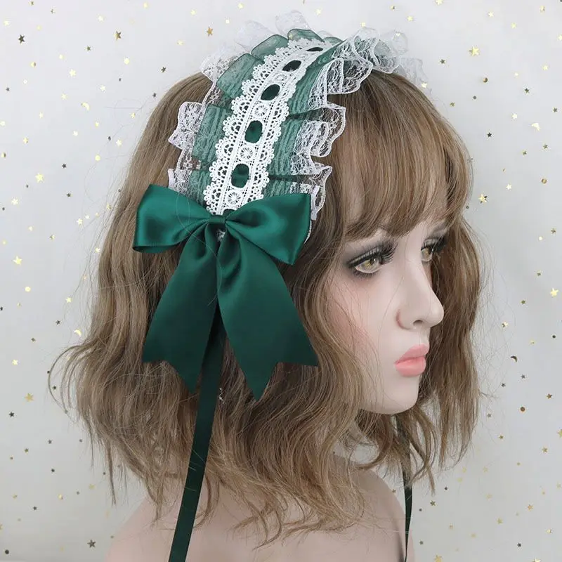 Lolita Hair Hoop Sweet Anime Maid Cosplay Headband Lolita Lace Flower Headwear Hair Accessory Hand made For Girls Gift 2023