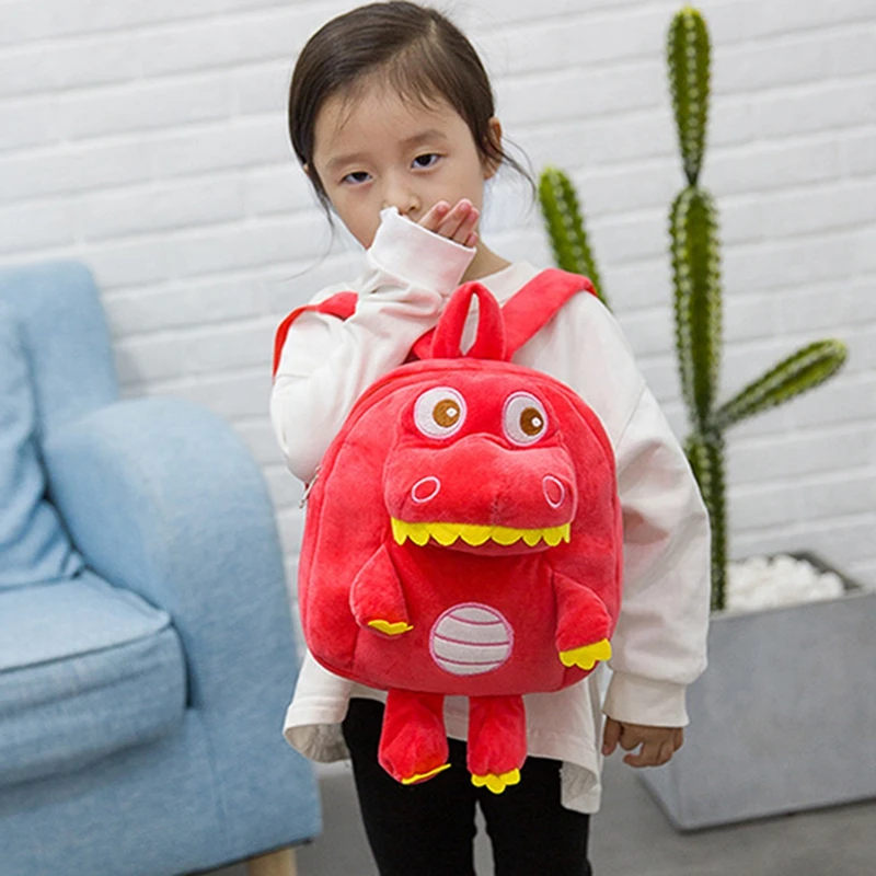 Kawaii Plush Backpack for Toddlers Boys and Girls Plush Cartoon Dinosaur School Backpack Suitable for Outings Camping and Zoos