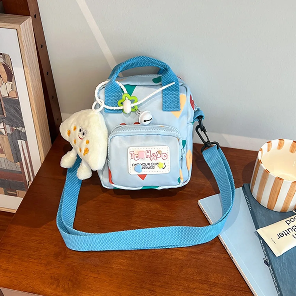 Tas Bahu Selempang Gaya Korea Tas Tangan Dopamin Mini Kartun Cetak Hati Cinta Fashion dengan Liontin Tas Kurir Anak