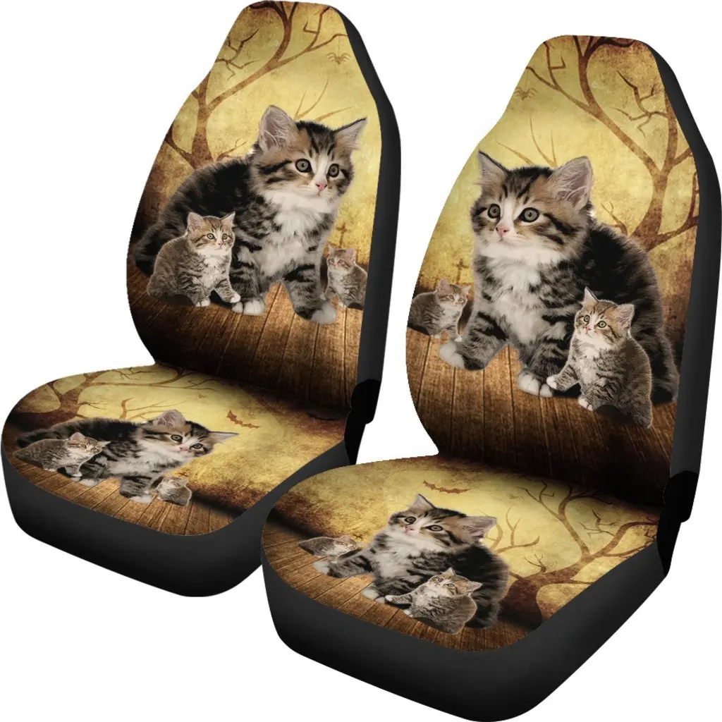 Siberian Cat Print Car Seat Covers Set 2 Pc, Car Accessories Seat Cover