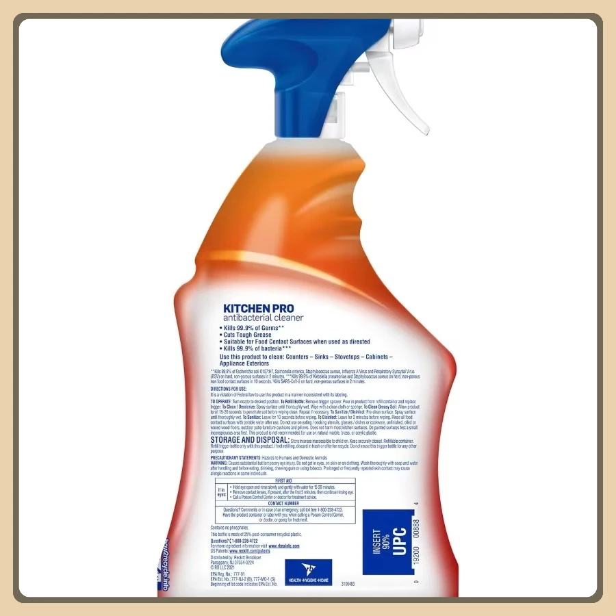 Spray desengrasante de cocina profesional de 22 oz, aroma antibacteriano de cítricos para encimeras y hornos