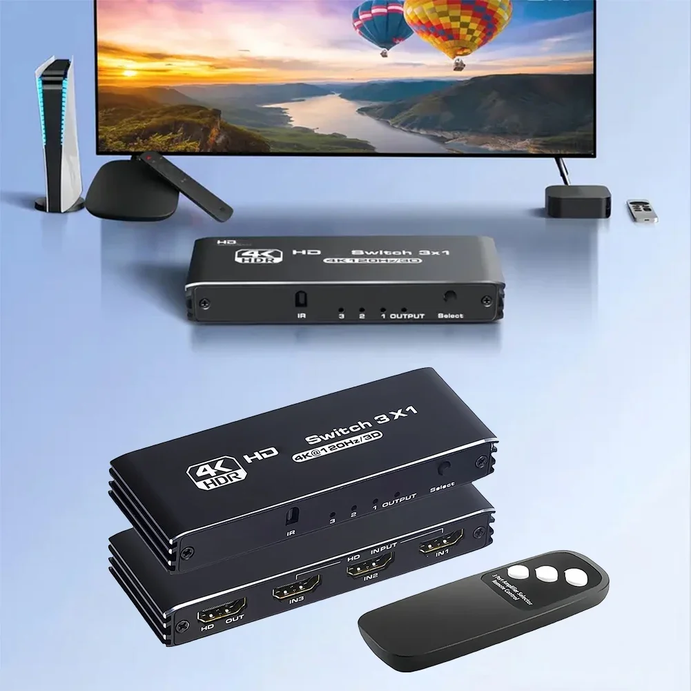 Multimedia Interface Switcher Splitter 4K120Hz Switcher With Remote Low Latency Plug And Play Adapter