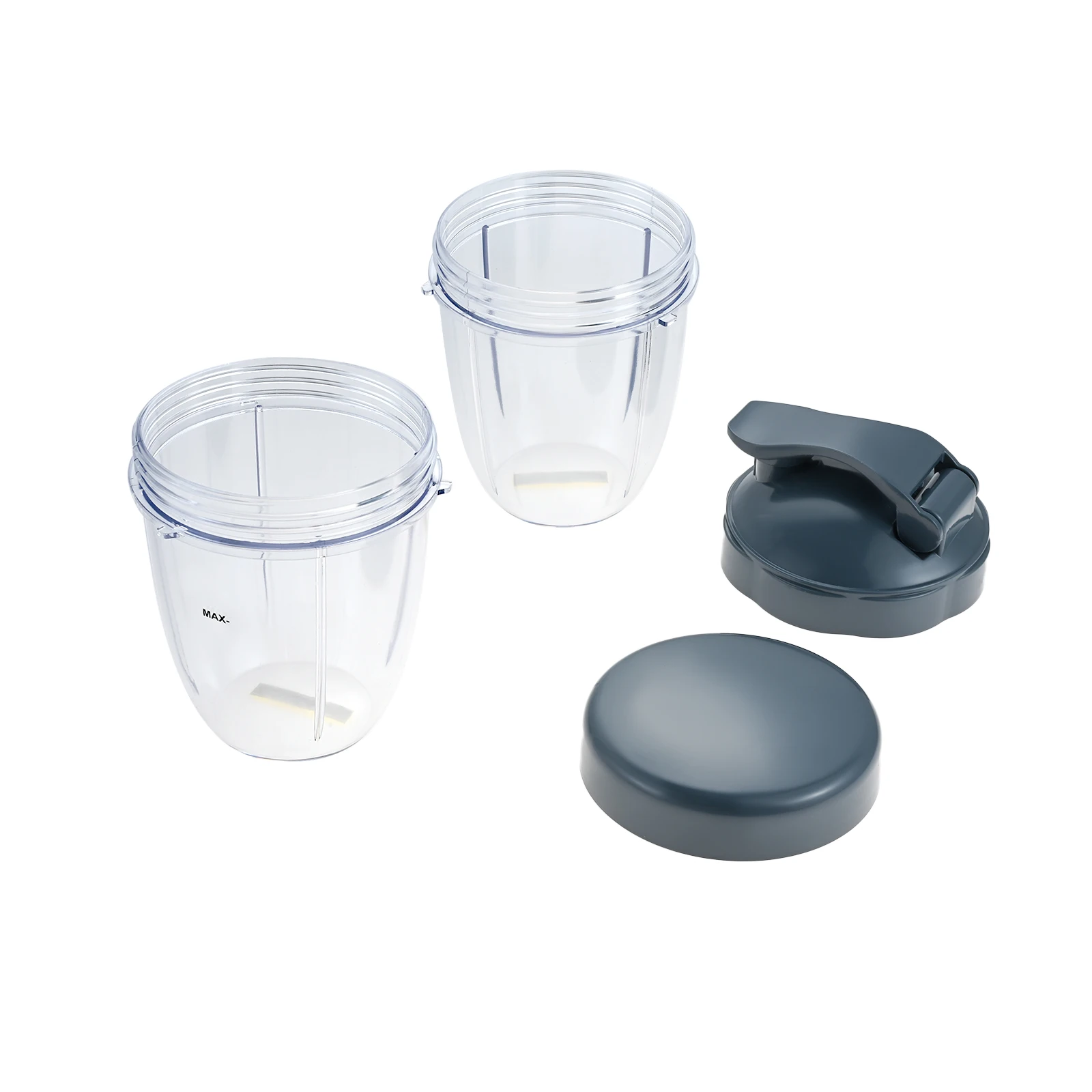 Paquete de 2 tazas de licuadora para licuadora Nutribullet, tazas de 18oz con tapa plana y tapa abatible para usar para licuadoras Nutribullet de 600W/ 900W
