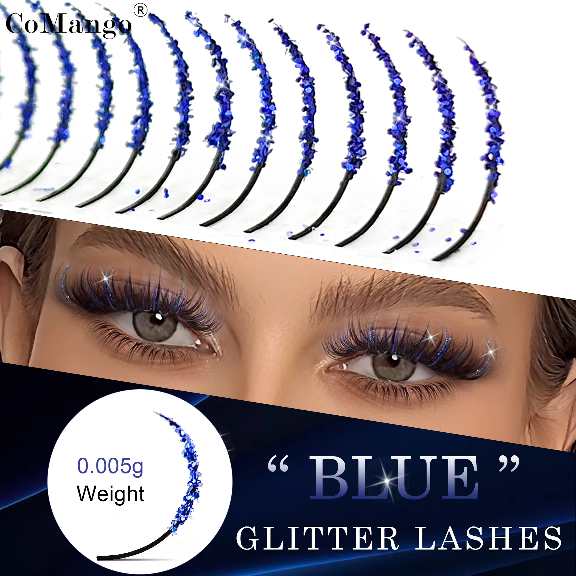 CoMango コスプレパーティーカラーグリッタースパイクまつげエクステンションクリスマス個別ラッシュ卸売ハロウィン用