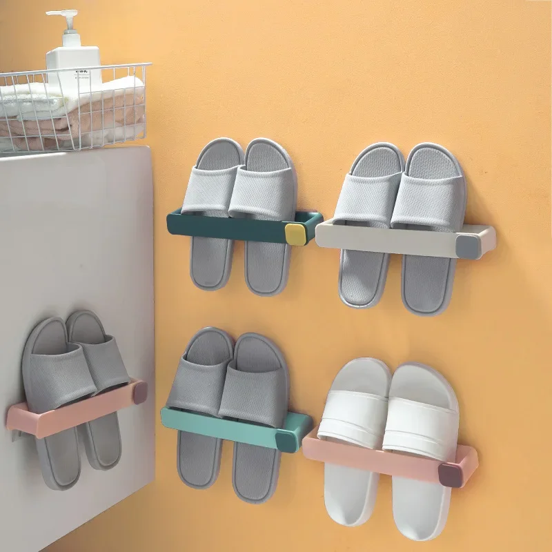 4-Piece Wall-Mounted Shoe Rack - Space-Efficient Storage Solution for Slippers & Towels - Essential Bathroom Accessories