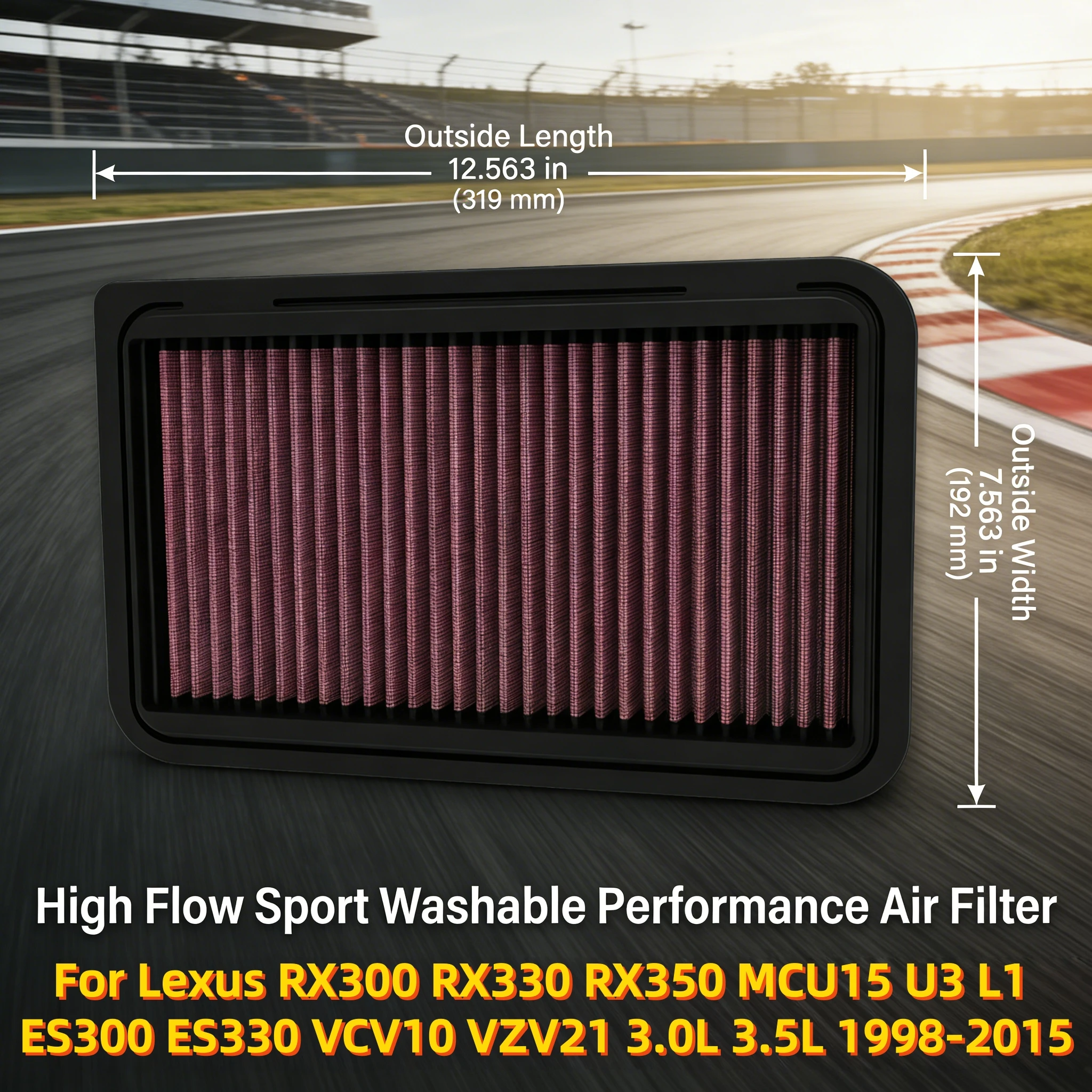 For Lexus RX300 RX330 RX350 MCU15 U3 L1 ES300 ES330 VCV10 VZV21 3.0L 3.5L 1998-2015 High Flow Sport Air Filter 1780120040