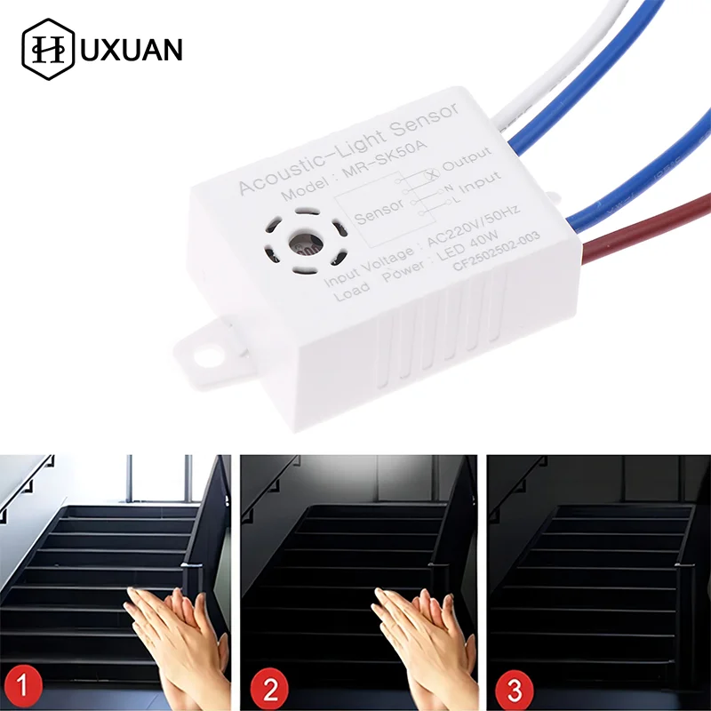 Módulo de interruptor de Sensor de voz de sonido, Control óptico acústico LED, interruptor de inducción, Detector de Sensor de Control de voz automático