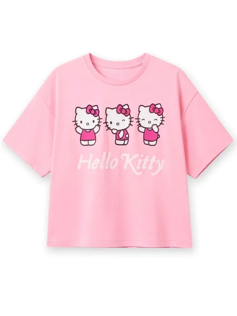

Summer Hot Selling Personalized Casual Cotton Super Cute Hello Kitty Short Sleeve T-shirt for Adults Children Sportswear