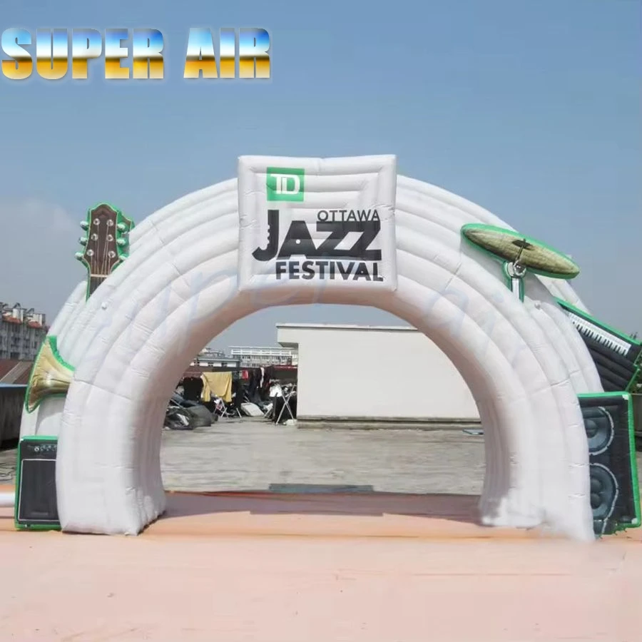 

Custom full-color printed inflatable stage arch tent,air blown tunnel for music festivals