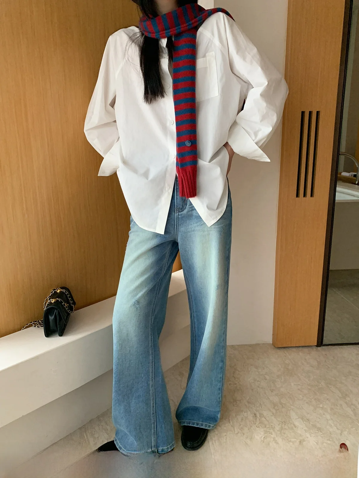 

Retro Faded High Waist Casual Jeans Women's Spring Autumn New Sle Loose Straight Leg Pants Comfortable Slimming Effect