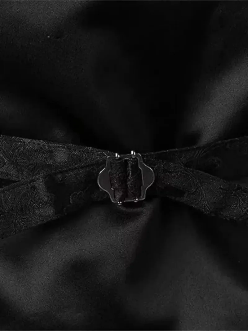 Herren Vintage Viktorianische Blumen-Jacquard-Weste, V-Ausschnitt, einreihig, ärmellos, Gothic Hochzeits-Party Cosplay Kostüm – Detail 19