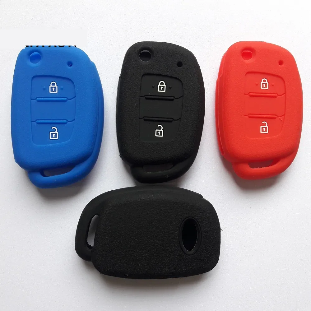 10pcs Silicon Key Cover Case For Hyundai Solaris 2 Elantra i30 i35 i40 Tucson 2 Button Flip Folding Remote Mixed Colors