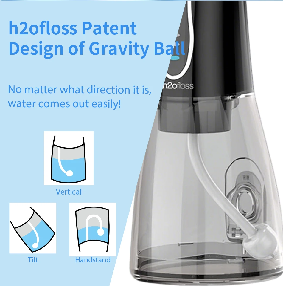 H2ofloss Wasserflosser Tragbarer Mundduscher 300ML 5 Modi Hochdruck USB Wiederaufladbar zur Zahnreinigung HF-6 – Detail 8
