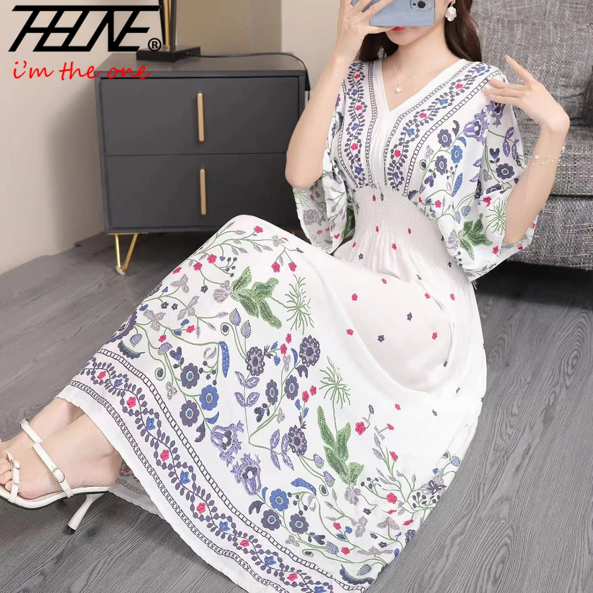 Bohemian floral Fashion Summer Dress 2024 Women Maxi long beach holiday travel Indian Clothes vestidos Para Mujer Vintage Casual