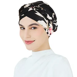 Women Print Lady Muslim Braid Head Turban Wrap Cover Cancer Chemo Islamic Arab Cap Hat Hair Loss Bonnet Beanies Fashion