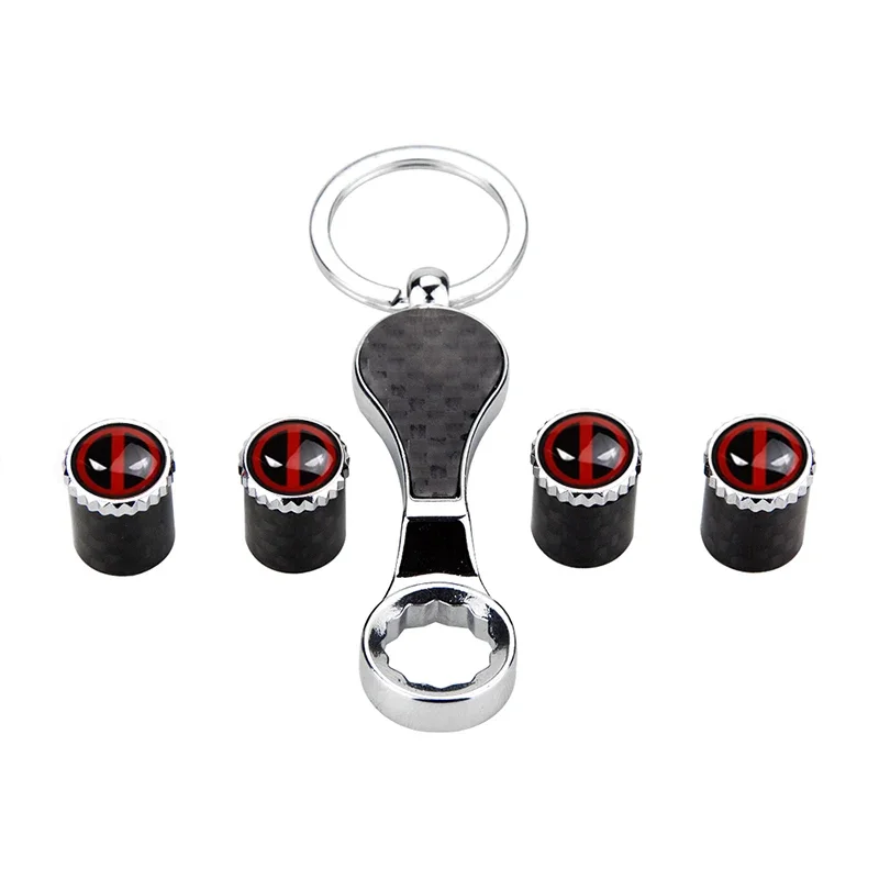 4pcs Miniso Marvel Anime Cartoon Deadpool Universal Car Wheel Tire Valve Stem Caps for Jeep Ford Subaru Skoda Mazda Alfa Romeo - view 3