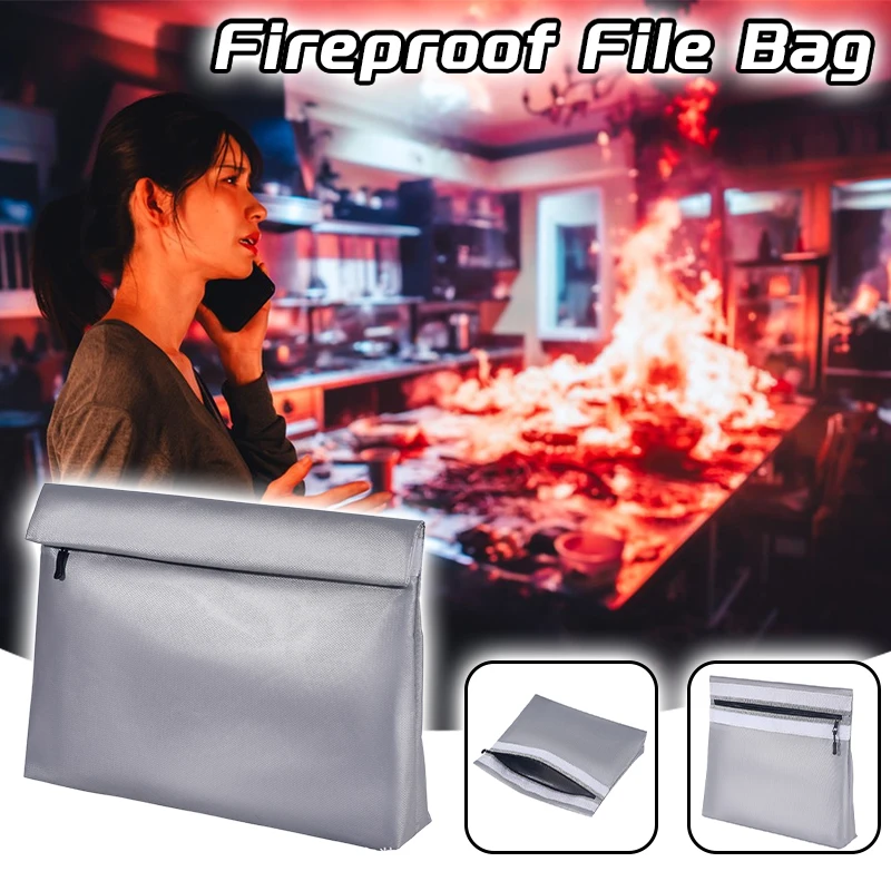 28x38x8cm Portable Fireproof Waterproof Document Envelope File Folder Cash Pouch Fireproof Money Bag Safe Bag For Home Office