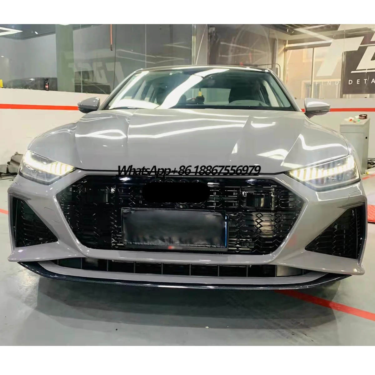 

Best PP Plastic Front Bumper Assembly Body Kit for A7 2019-2024 Upgrade to RS7 Style With Grill.