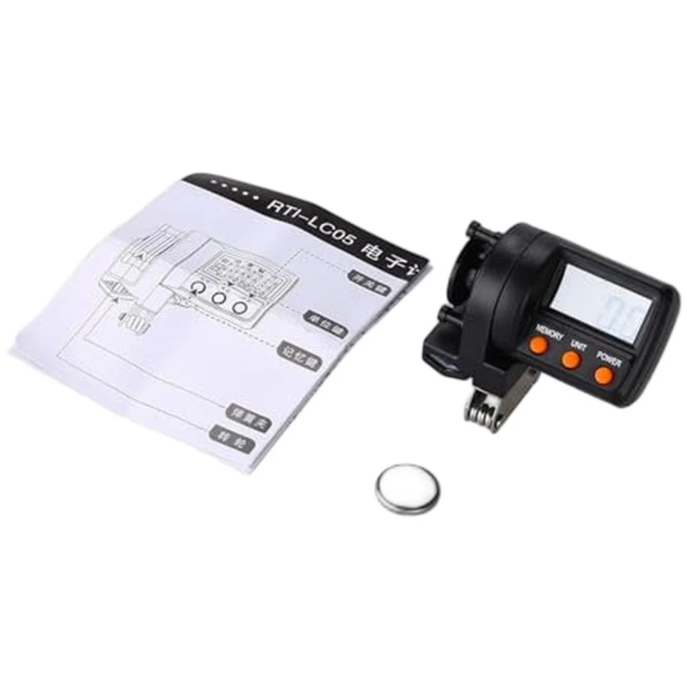 

Цифровой счетчик длины лески с регулируемым зажимом и высоким допуском размера до 9999–9 метров.