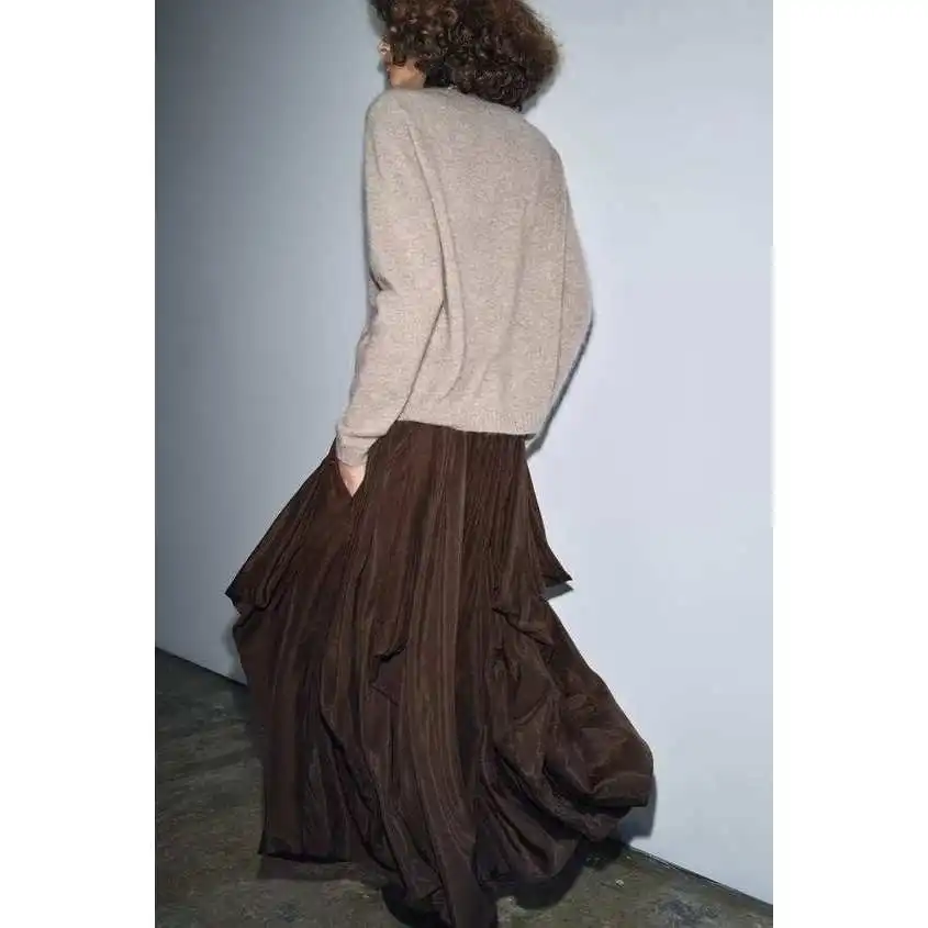 Faionable ميدي تنورة المرأة الخريف الشتاء جديد وصول ثلاثية الأبعاد ستيريو ZR Sle الوقوف صالح Ci تخفيف ألياف البوليستر تنورة