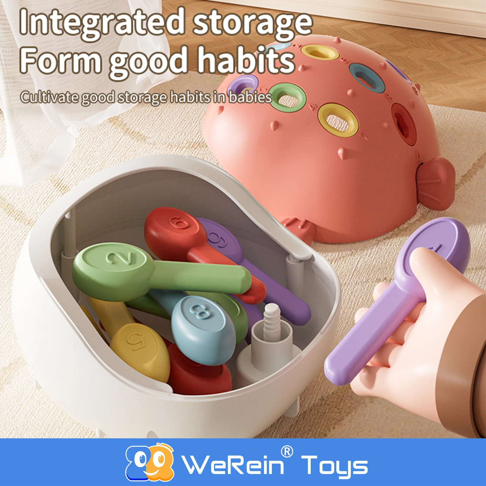 Jogo de Correspondência de Cores e Números em Forma de Peixe-Bola Adorável para Crianças - Melhora a Coordenação Mão-Olho e Habilidades Numéricas