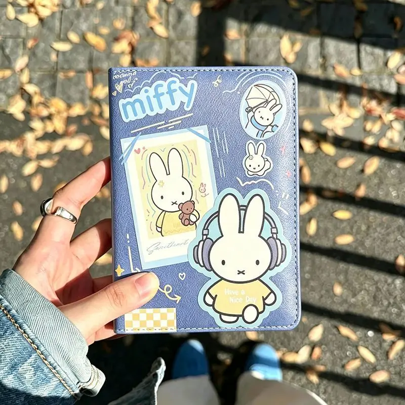 Vintage Denim Miffy Rabbit Leather Notebook Thick Journal With Color Pages Student Diary Portable Handwriting Scrapbook Notebook
