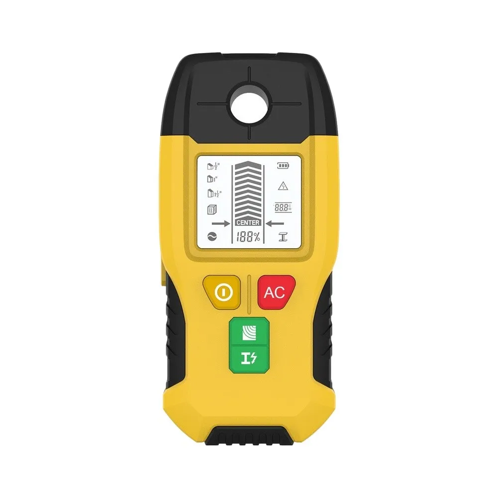 Handheld Wall Detector 6 In Wood Metal AC Wire Scanner For Drywall Floor Ceiling Renovation Safety Tool Red Yellow Gray