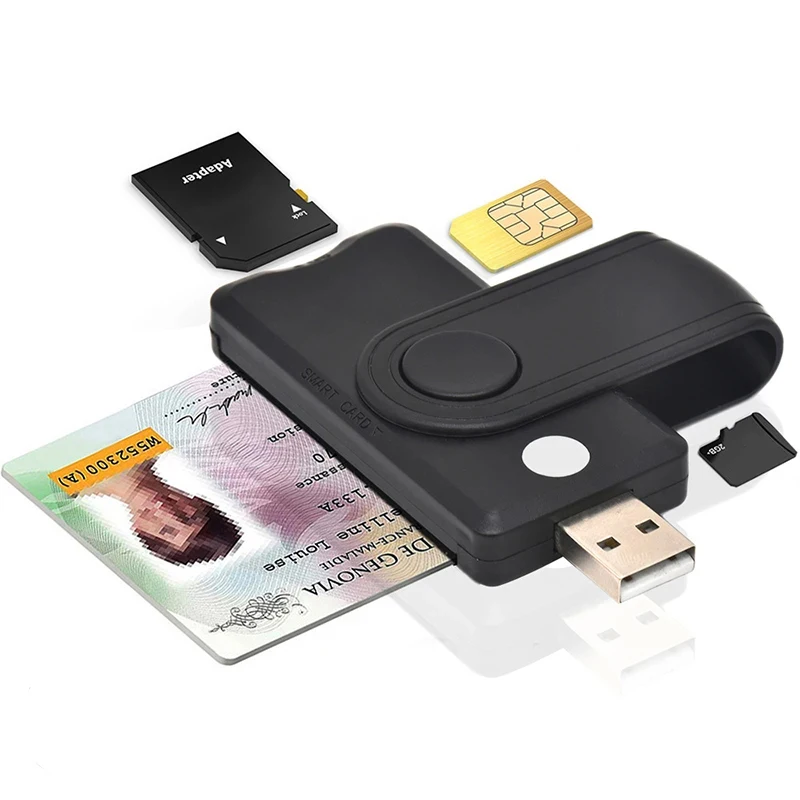 USB SIM Smart Card Reader for bank Card IC/ID EMV SD TF MMC Card Reader Adapter USB-CCID ISO 7816 for Windows 7 8 10 Linux OS