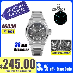 Cronos Luxury Men Watch 36mm Automatic PT5004 Miyota 90S5 Wristwatches Sapphire 10ATM See-through Case Back L6050 reloj hombre