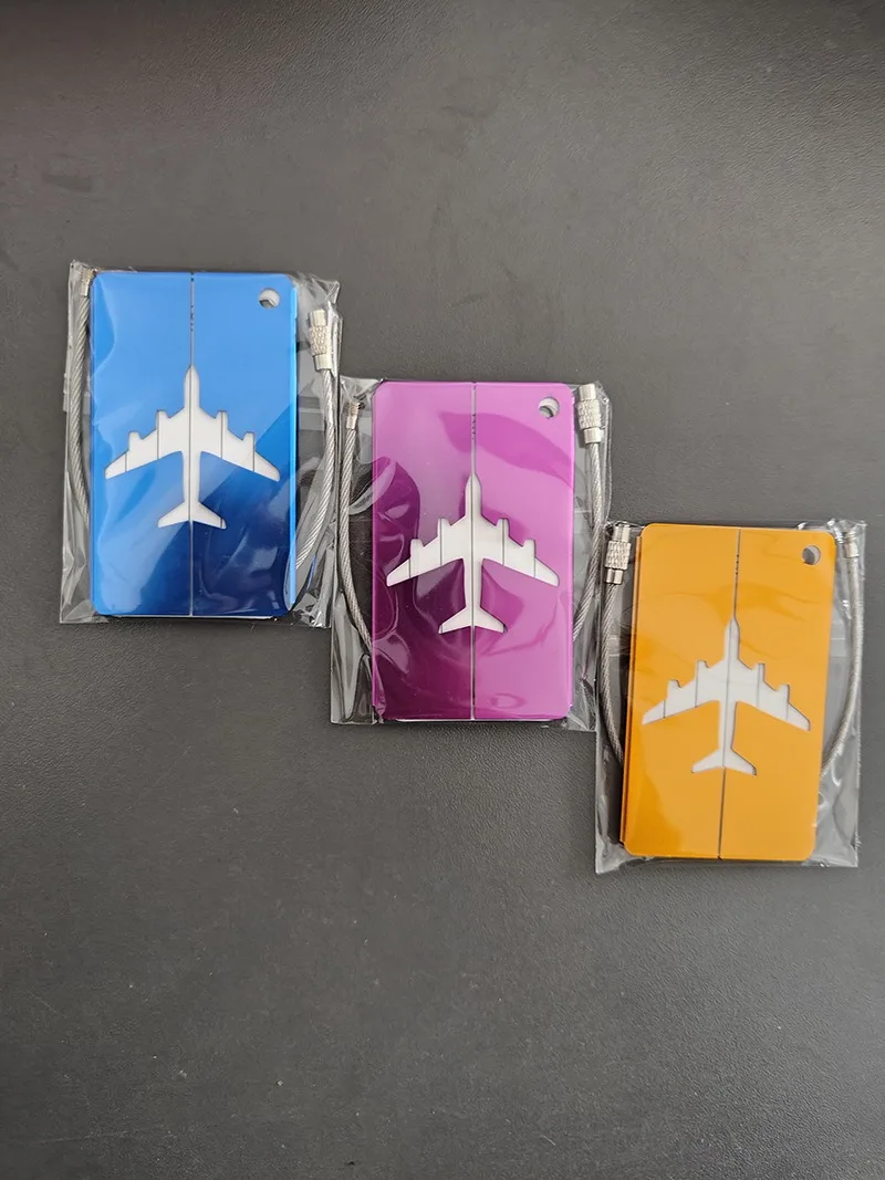 Reisegepäckanhänger aus Aluminiumlegierung, Kofferanhänger, Flugzeug mit Namen, Anti-Verlust, einfarbiges Reisezubehör – Detail 10