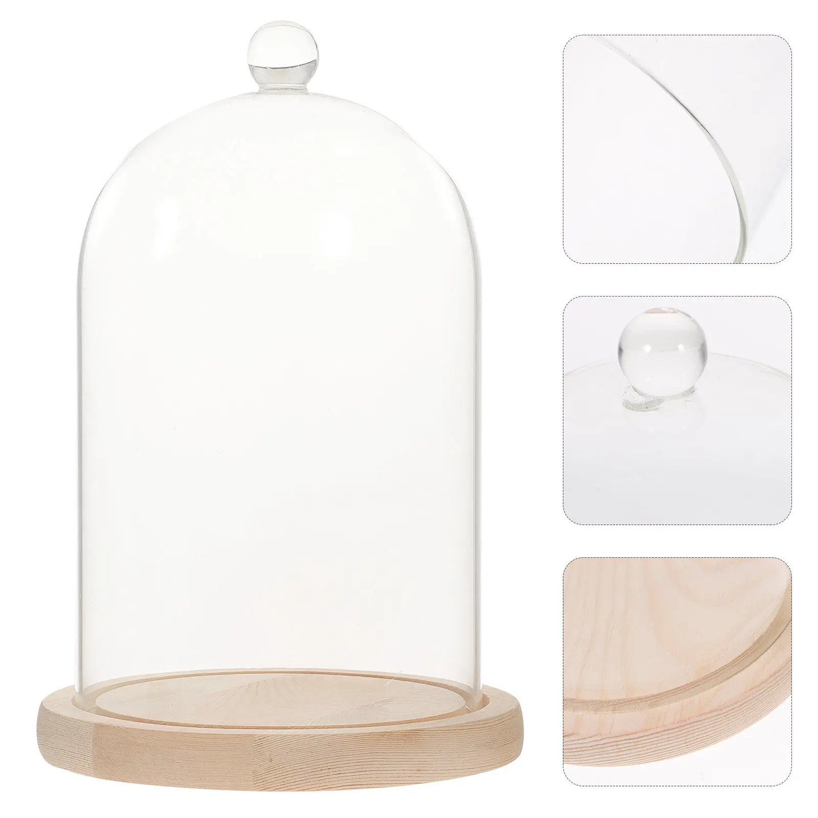 

Стеклянный колпак-витрина с деревянным основанием для консервированных цветов, суккулентов, декоративных композиций, украшения для дома