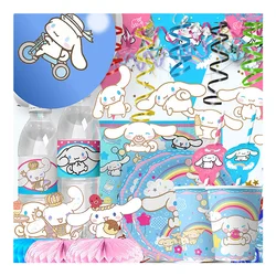 Miniso Sanrio Cinnamoroll Themed Birthday Decoration Disposable Tableware Plate Cup Napkins Balloon Party Supplies Baby Shower