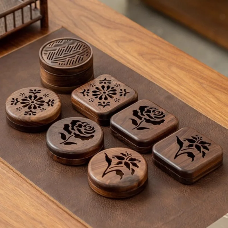 New Chinese-style Wooden Coil Incense Burner Home Indoor Incense Box Tearoom Decorative Relaxing Purifying Aromatherapy Tools