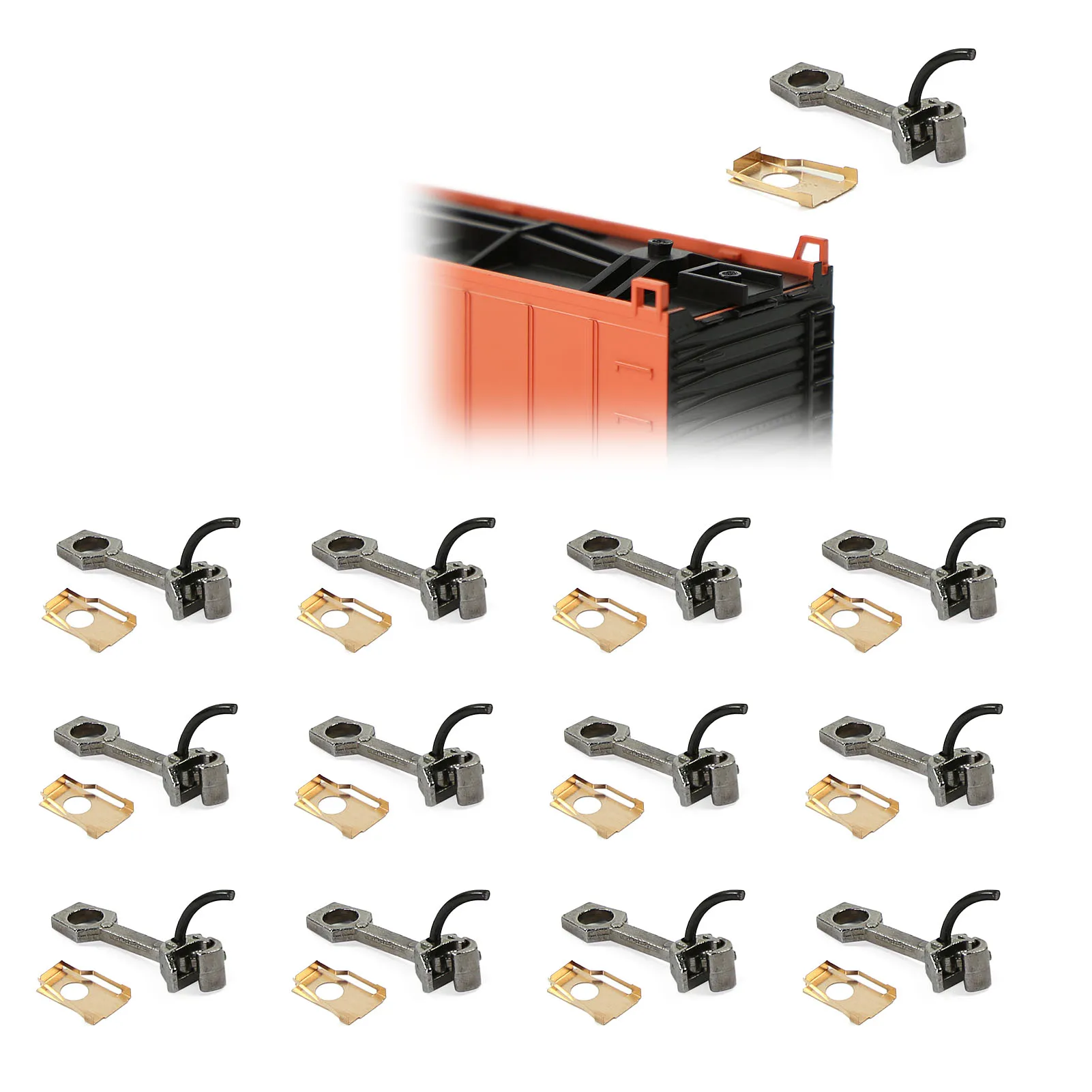 Evemodel 12pcs HO Scale 1:87 Large Knuckle Metal Couplers Coupling Model Train Hooks HP4187