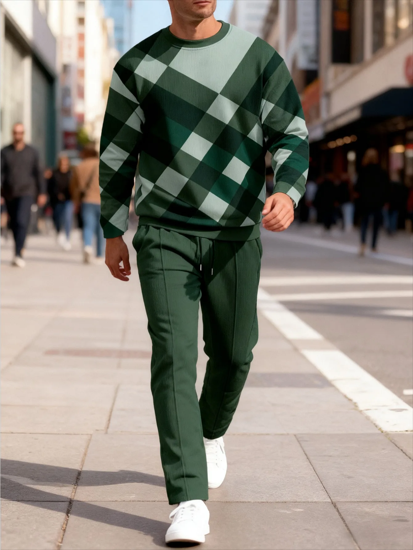 Мужской модный повседневный комплект с капюшоном из 2 предметов с цифровой печатью