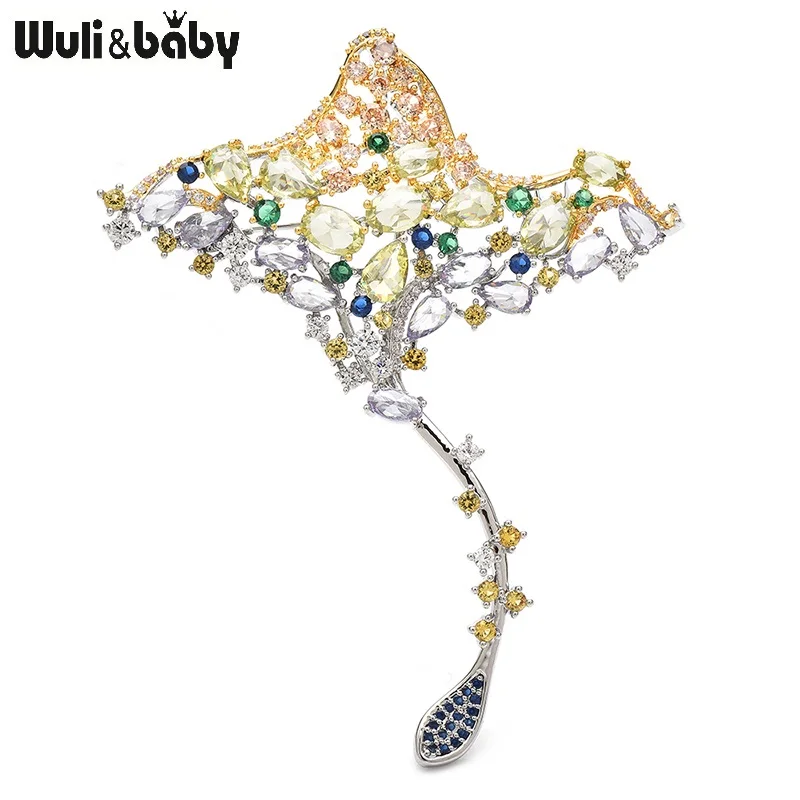 

Wuli&baby Designer Luxury Fish Brooches For Women Unisex High Quality Manta Ray Sea Fish Animal Brooch Pins Gifts